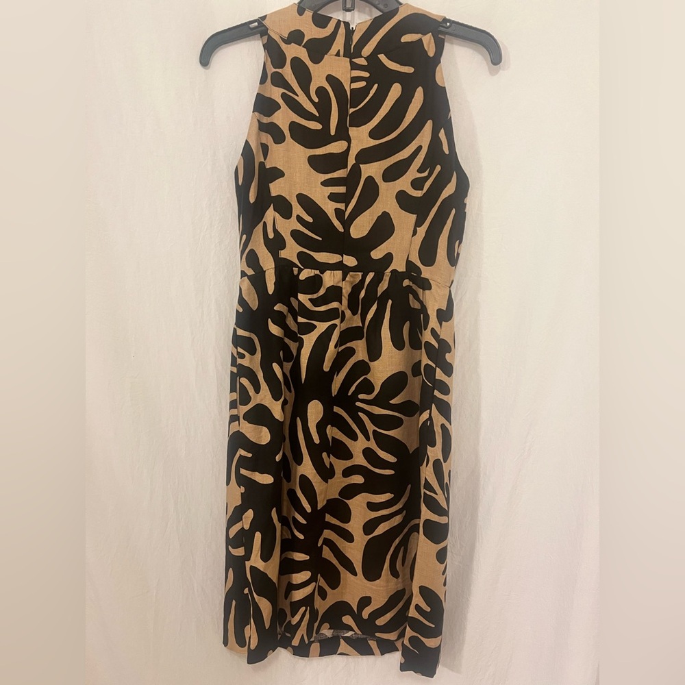 Donna Morgan Linen Dress with Black and Tan Pattern